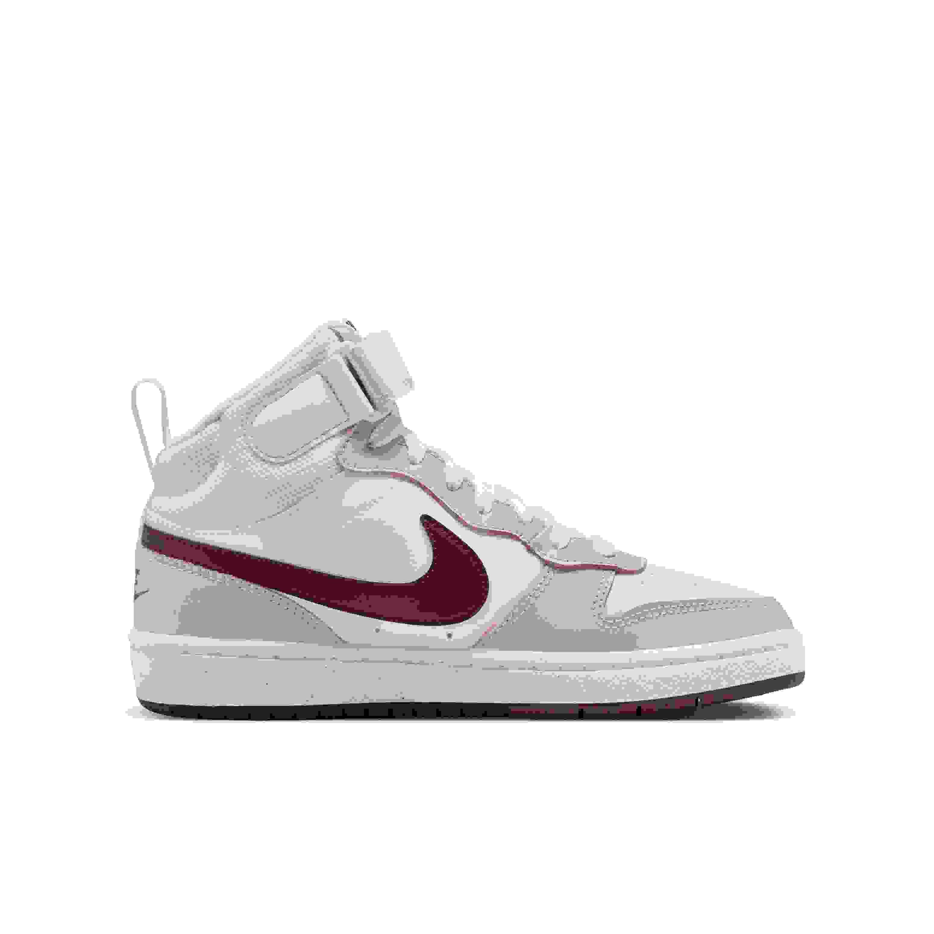 Nike Court Borough Mid 2 Grade School Girls' "White/Platinum Violet/Burgundy Crush" Shoe